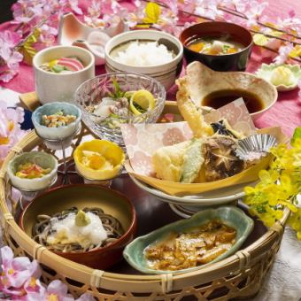 Golden Week rates are +8% - Luxury Lunch - Spring feast "Nadeshiko Gozen" 11 dishes total 1628 yen (tax included) with drink bar
