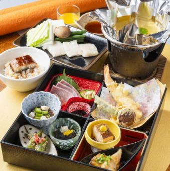 幸福又奢華的午餐「涮涮鍋和夏季松花堂葛壽司懷石料理」10道菜品共計2,420日元(含稅)