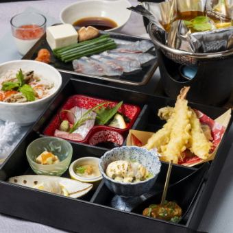 ―至福の贅沢ランチ―『寒ブリしゃぶと冬の松花堂くずし懐石』全10品2,530円(税込)