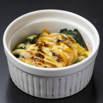 帆立とホウレン草のクリームグラタン