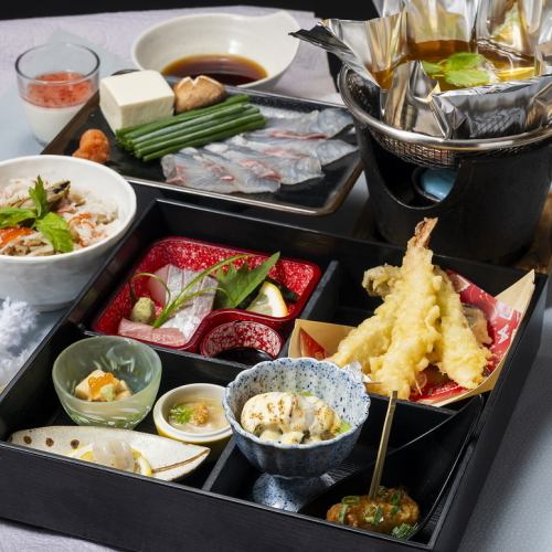 寒ブリしゃぶと冬の松花堂くずし懐石-全10品2,530円(税込)★ドリンクバー付。