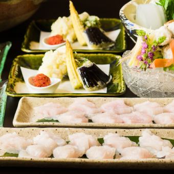 May Online Reservation Only: Ikyu Hashiri Conger Eel Course: Otoshi, fried conger eel, small dishes, shabu-shabu, and 8 other dishes