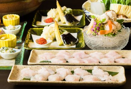 May Online Reservation Only: Ikyu Hashiri Conger Eel Course: Otoshi, fried conger eel, small dishes, shabu-shabu, and 8 other dishes