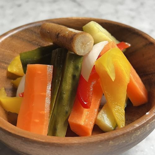 Colorful homemade pickles