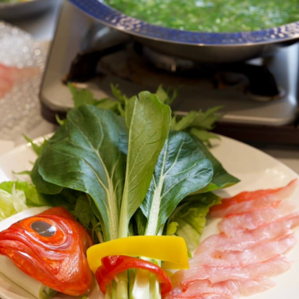 金目鯛と黒豚のしゃぶしゃぶ野菜鍋コース≪全8品≫ 6,600円(税込)