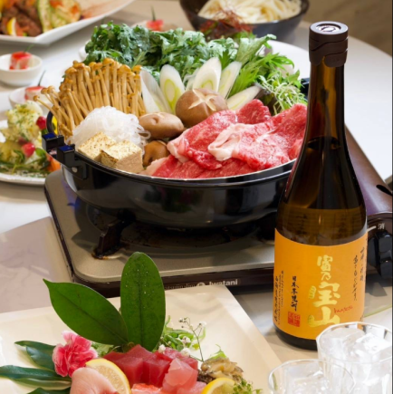 原始焼きと黒毛和牛のすき焼きコース≪全9品≫ 8,000円(税込)