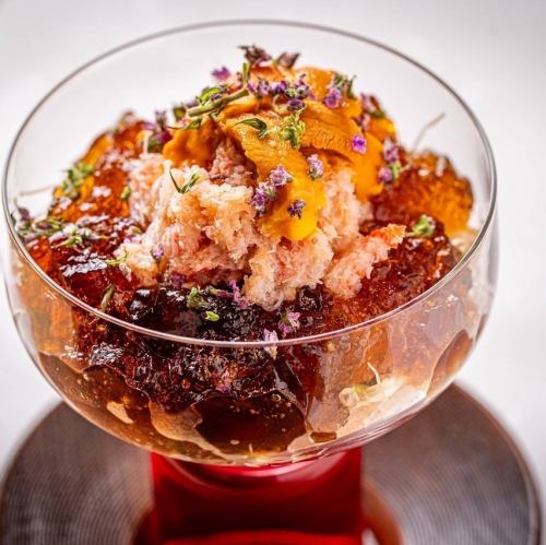 北海道産 生雲丹と紅ズワイ蟹のポン酢ジュレ