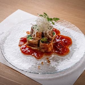 シャキシャキ葱と大葉の豚バラ包み焼き