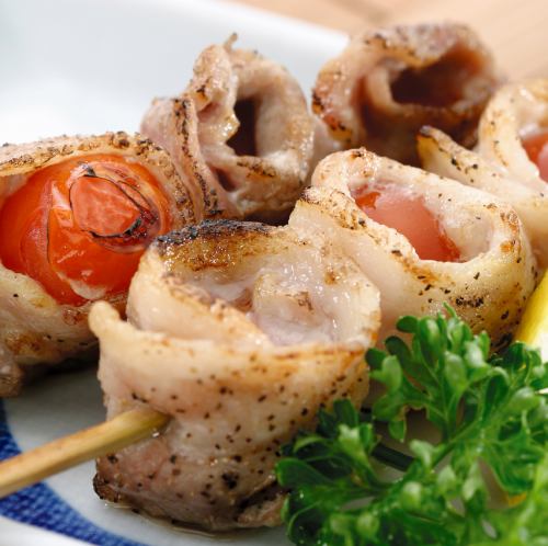 Pork and tomato skewers