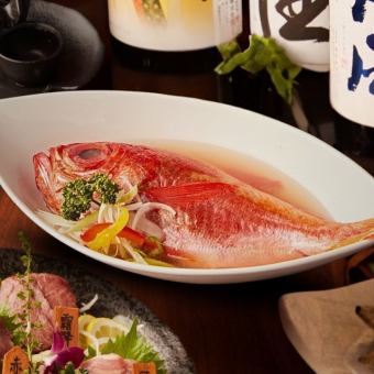 【3時間飲み放題】金目鯛煮つけ・黒豚や馬刺 3H飲放付『弥生-ヤヨイ-コース』7000円⇒6000円