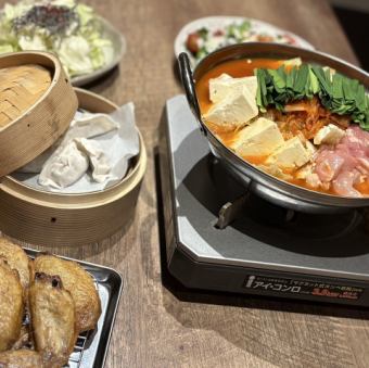 【各種宴会に◎】◆餃子×鍋付き！初級コース◆≪2時間飲み放題≫7品4000円