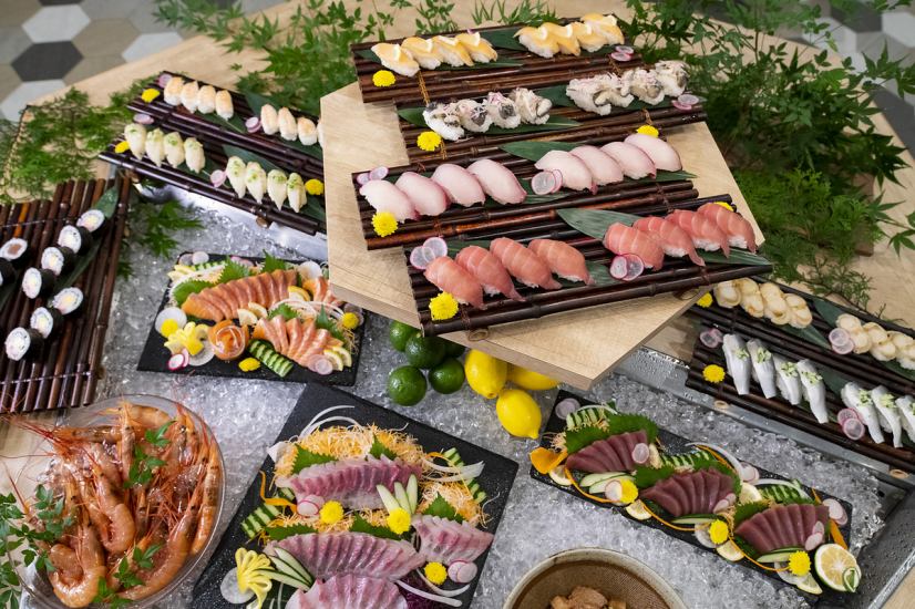 寿司・刺身が盛り沢山の海鮮も食放◎