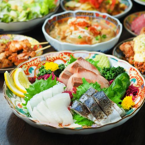 246马生鱼片、鲜鱼、饺子、爆炸串套餐！3小时60种无限畅饮，共9道菜，4000日元！