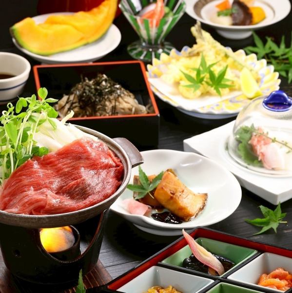 【旬の味わいと贅沢肉】お造りと和牛すき焼きを堪能♪2時間飲み放題付き「ベーシックコース」 6000円(税込)