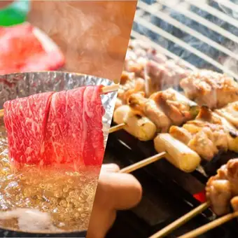 3時間食べ飲み放題★全22品♪16種食べ放題『炭火焼き鳥＆しゃぶしゃぶのW食べ放題コース』4180円