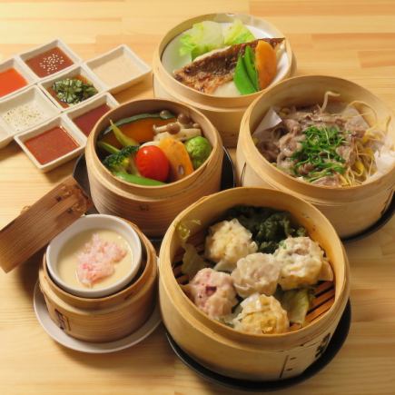 【おじょうず定番】10種の彩り蒸し野菜や選べるシウマイなど★お手軽せいろコース