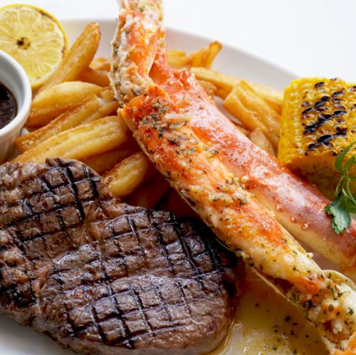 焼きたらば蟹とUSプライムビーフのコンボ