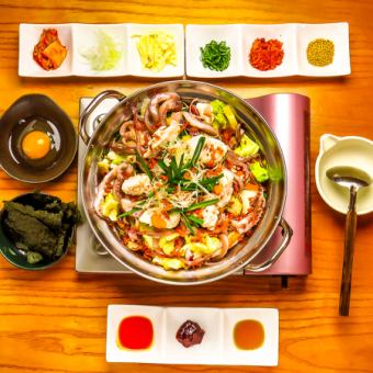 【NEW！】「章魚荷爾蒙火鍋」套餐！串燒、蔬菜捲等6道菜120分鐘【含無限暢飲】5,500日元（含稅）