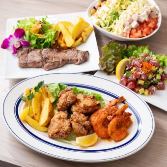 【豪華満足!】メインはステーキ★ハワイアンパンケーキ含む全7品♪OluOluプラン