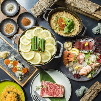 【人気No.1カジュアルコース】炙り塩レモンもつ鍋とサーモンレアカツ【呑み放題付4400円税込】