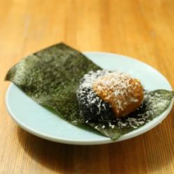 Grilled squid ink rice balls