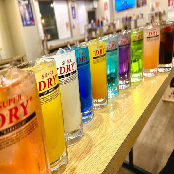 【色とりどりのおしかつサワー】種類はなんと10種!!あなたの推し活色に乾杯♪複数並べてインスタ映え★