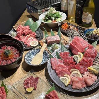 For days when you want to be luxurious ◎ 8 dishes including meat sashimi & special tongue platter & wagyu fillet steak & meat platter 10,000 yen