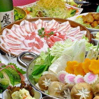[Reservation required] 8 dishes including shabu-shabu, sukiyaki, and other hot pots to choose from 5 types + 2.5 hours [all-you-can-drink] ⇒ 4,000 yen course