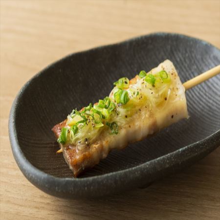 Pork Belly with Salt and Green Onion Skewers