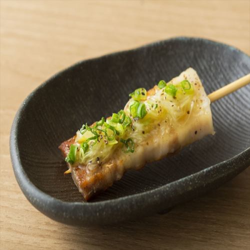 Pork Belly with Salt and Green Onion Skewers