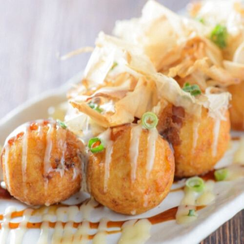 Deep fried octopus balls with yuzu mayonnaise