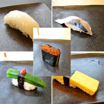 いか握り（小樽・函館産）/とびっこ軍艦/玉子握り