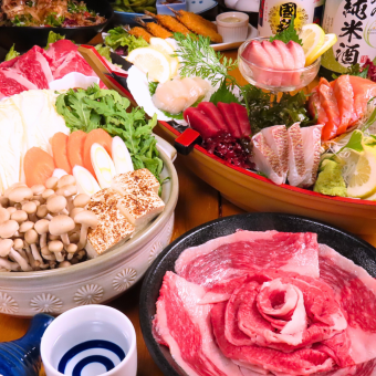 [Choose from 4 options!] Ishikari nabe or Mentaiko motsunabe or Kuroge beef sukiyaki or shabu-shabu. 120 minutes all-you-can-drink included. 5,480 yen ⇒ 4,980 yen