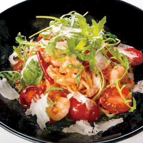 完熟トマトと海老の冷製アラビアータ