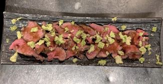 Raw grated wasabi of roast beef