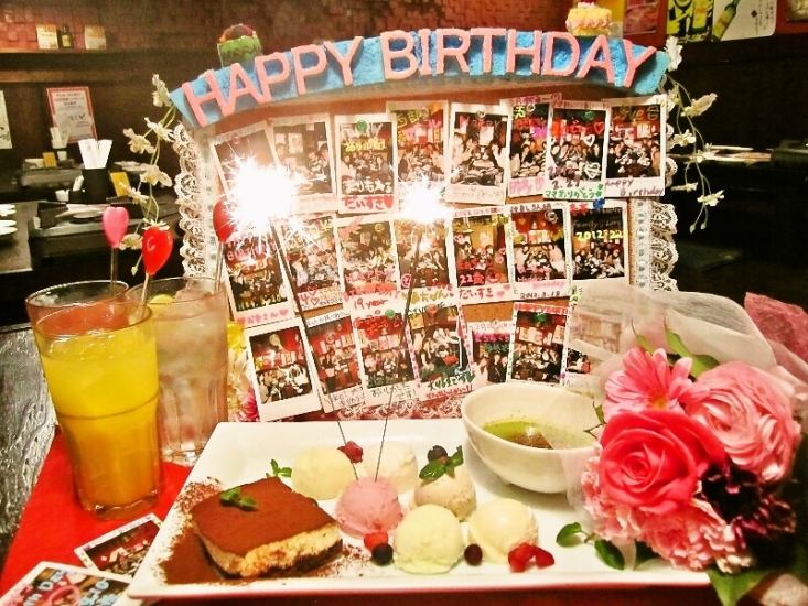 Surprise of dessert plate & commemorative photo on anniversary ♪