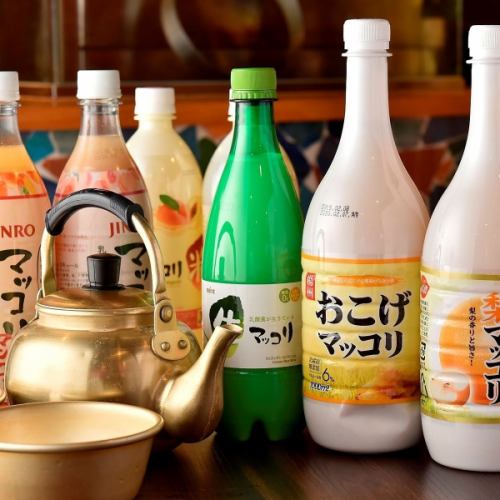 We offer a wide variety of makgeolli and Korean soju!