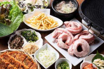 [For a luxurious New Year's party♪] Very satisfying thick-sliced three pieces of meat★ Samgyeopsal course
