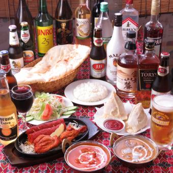 飲み放題付【さくら パーティーAコース】シークカバブや野菜天ぷらなどを含む全10品2800円(税込)