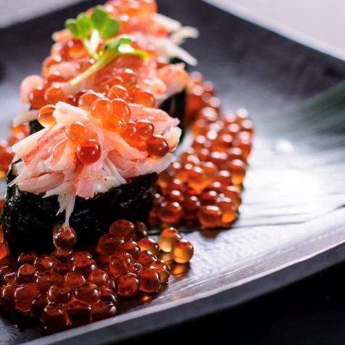 Crab and salmon roe sushi