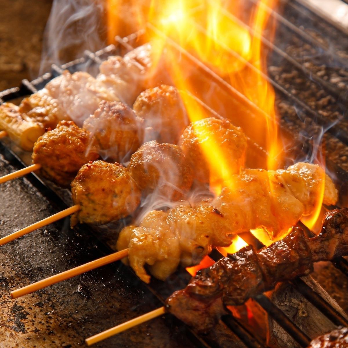 All-you-can-eat charcoal-grilled yakitori◎