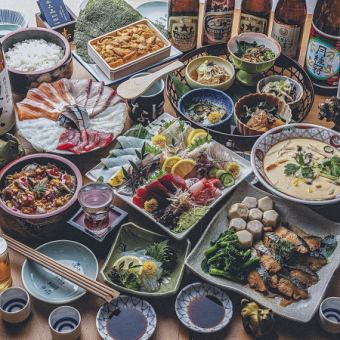 非常适合迎新和告别宴会！【松寿中八九招牌套餐：4500日元（含税）】包含6种刺身拼盘和时令佳肴共6道菜。