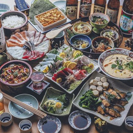 非常适合迎新和告别宴会！【松寿中八九招牌套餐：4500日元（含税）】包含6种刺身拼盘和时令佳肴共6道菜。