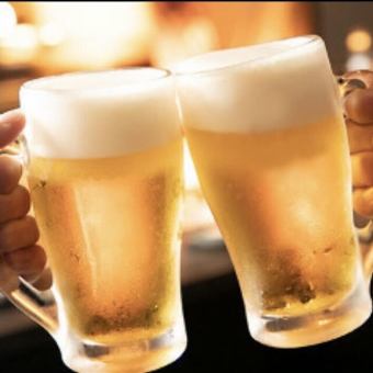 生ビール付き単品飲み放題を税込1,500円でご用意しております♪（2時間制※LO90分）