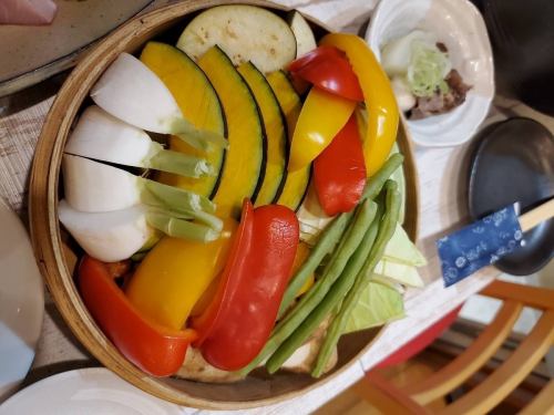 Japanese) 5 types of charcoal-grilled seasonal vegetables