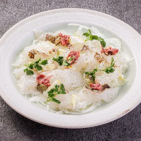 Sea bream carpaccio ~with cherry blossom and lemon scent~