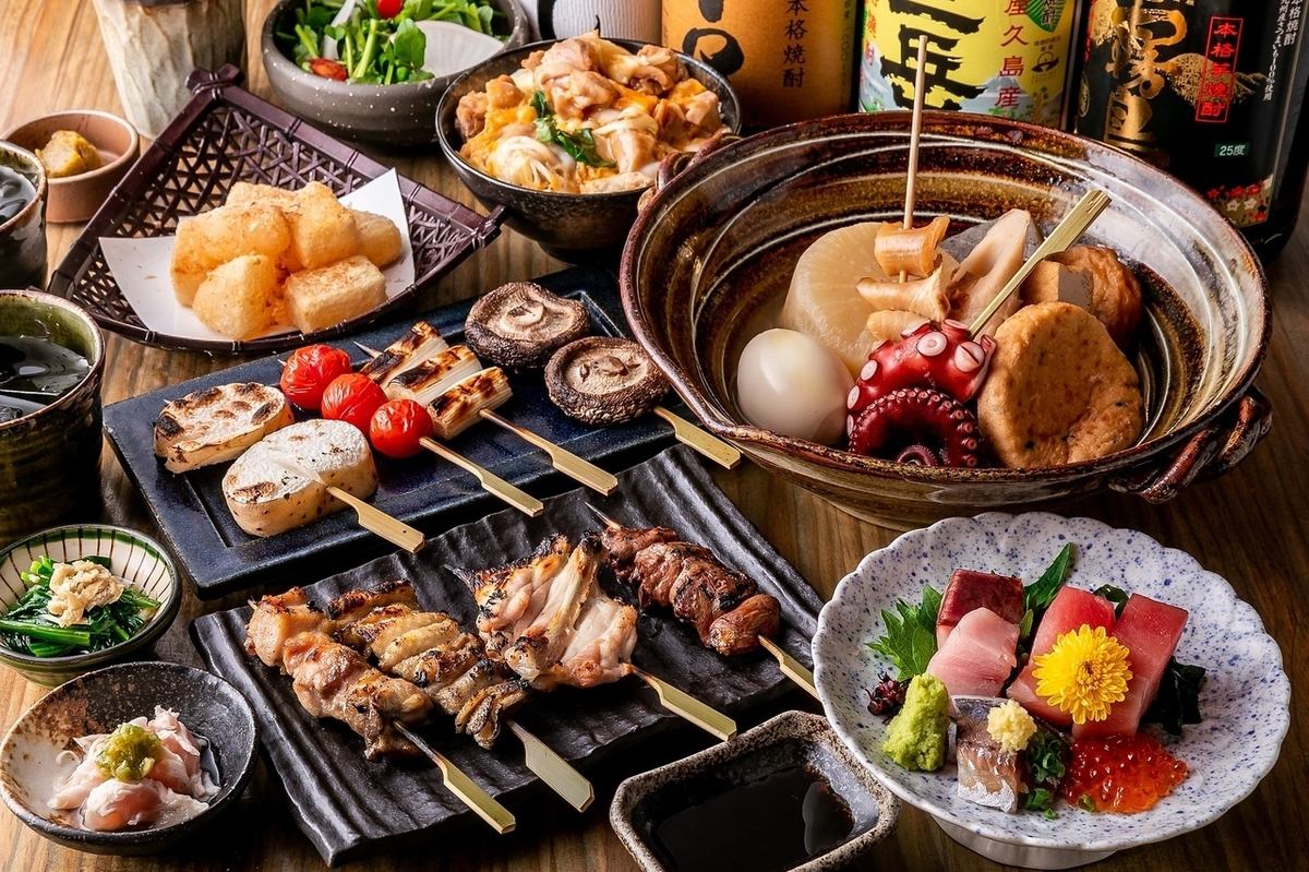 [Ichigaya] Enjoy Oden x Charcoal Yakitori x Shunsai in a completely private room ♪ All-you-can-drink course available