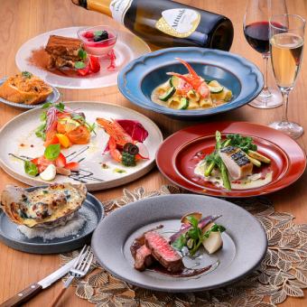 【當天採購食材】特別場合的完美選擇！利休義大利全套套餐，7,700日圓（含稅），含120分鐘暢飲！