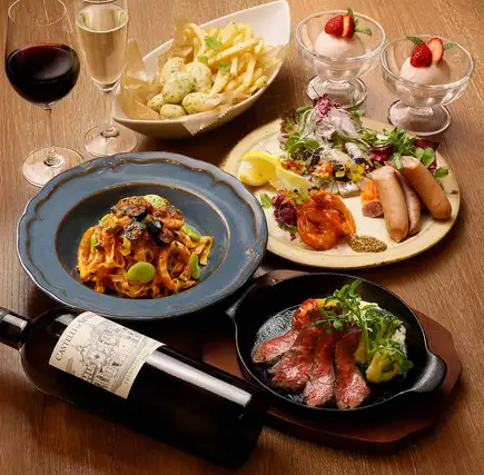 【熟成牛ハラミの鉄板ステーキも食べられる】カジュアルコース4950円（税込）120分飲み放題付