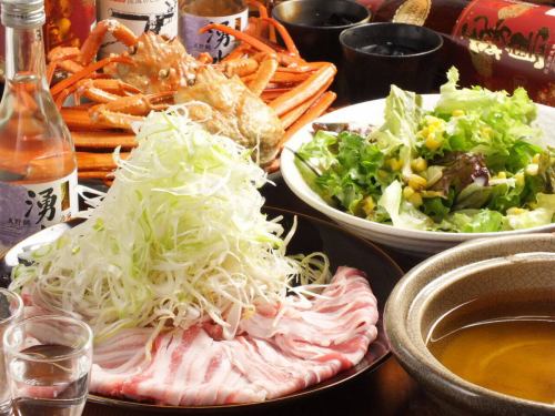 カツオと昆布の旨み感じるスープの豚しゃぶ